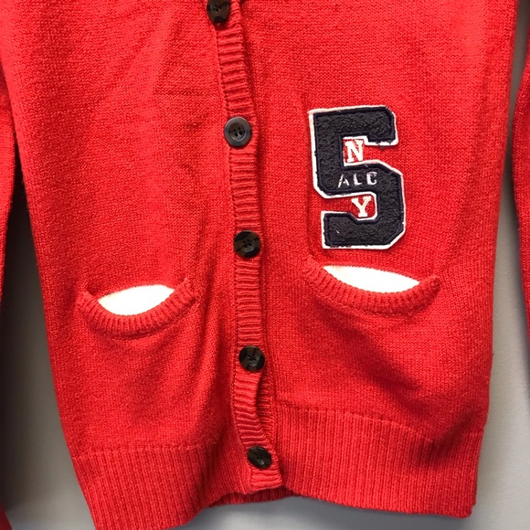 Alcott Women’s Red Cardigan Varsity Sweater Size Small [R] - Picture 3 of 7